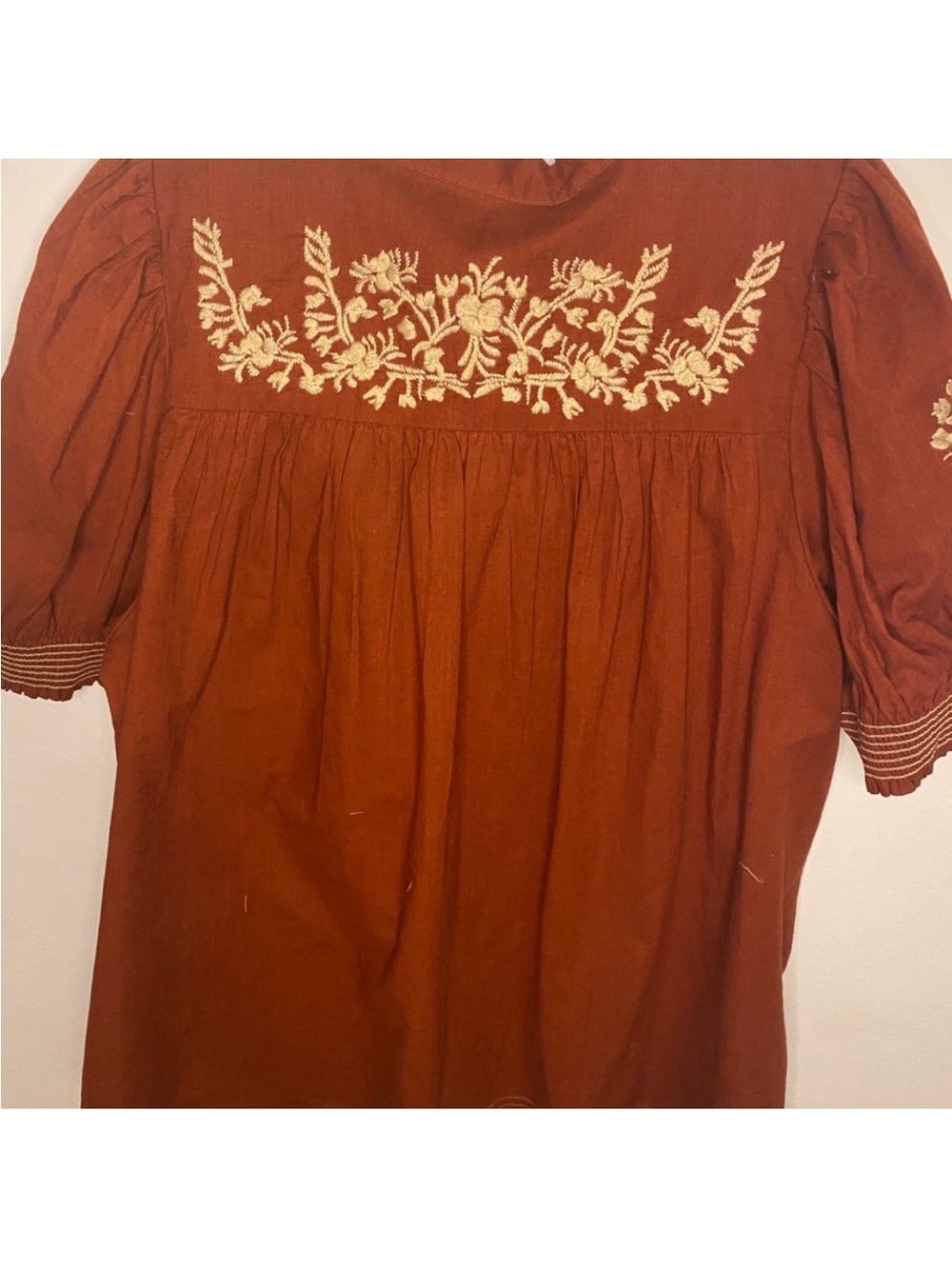 Free People Rust Embroidered Peasant Blouse - Picture 2 of 3